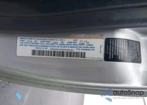 2002 Volkswagen New Beetle Sport from USA, damaged, VIN 3VWED21C82M448160